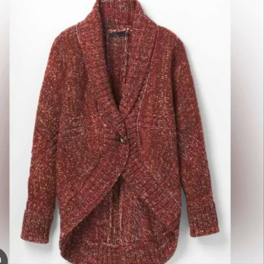 NWT Prana Ridge Run Duster Cardigan Wool Blend Sweater Clove Wine XL - Picture 1 of 8